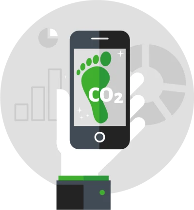 A CO2 Footprint displayed on a mobile device