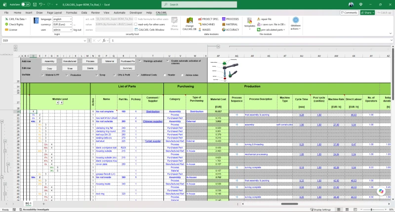 Screenshot: Beispiel für eine Super-Stückliste