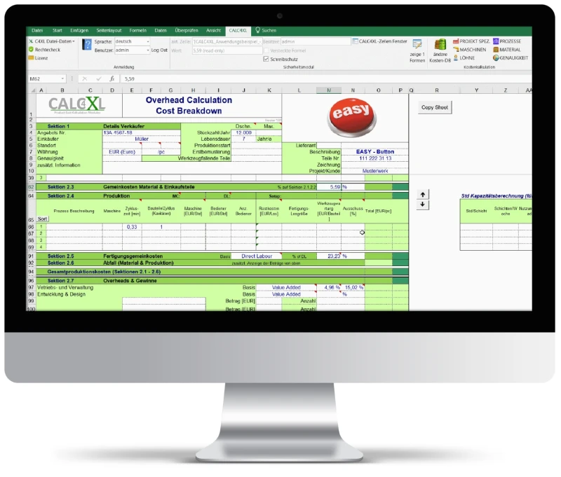 Computer mit CALC4XL-Software