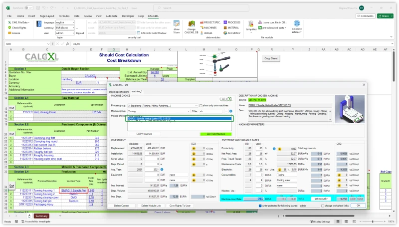CACL4XL screenshot of machines