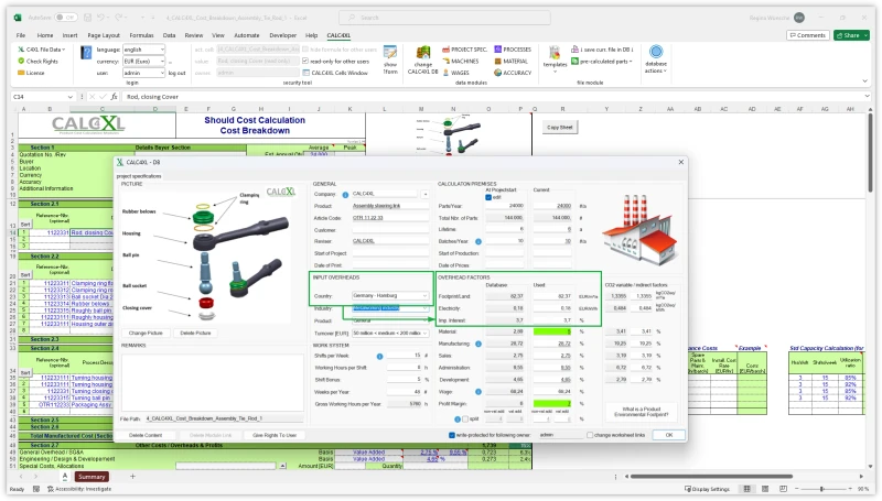 CACL4XL screenshot with country-specific data