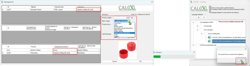 Screenshot shows the basic procedure for training the CALC4XL.AI
