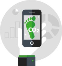 Ein CO2-Fußabdruck, der auf einem mobilen Gerät angezeigt wird